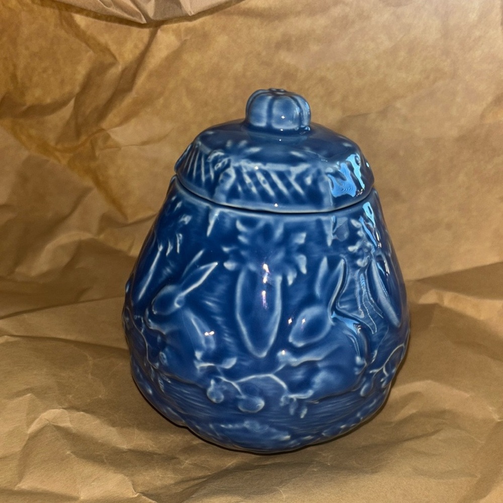 Cobalt Blue Botanical Ceramic Art Piece